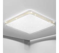 AIRUI Square LED Ceiling Light Gypsophila Acrylic Shade Ceiling Lamp Modern Flush Mount Crystal Ceiling Lighting for Living Room Bedroom(40x40cm, 36W,Gold, Cool White)