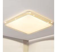 AIRUI Square LED Ceiling Light Gypsophila Acrylic Shade Ceiling Lamp Modern Flush Mount Crystal Ceiling Lighting for Living Room Bedroom(40x40cm, 2 * 36W,Gold, Stepless Dimming)