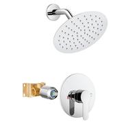 Airuida Single Function Shower Trim Kit Shower Faucet Set Wall Mount 8 Inch Round Rainfall Shower Head and Handle Set Single Handle Shower System Set with Female Threads Valve Chrome Polish