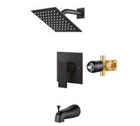 Airuida Shower Faucet Set with Tub Spout, Bathtub Faucet Set, Shower Tray Faucet Set, Complete Bathtub Shower Trim Set with Solid Brass Raw Valve and 6" Rain Shower Head