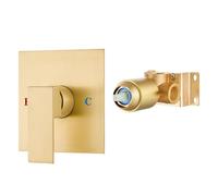 Airuida Square Shower Valve Single Function Shower Handle Valve Internal Thread Wall Mount Brass Faucet Shower Raw Valve Bathroom Single Handle Trim Kit 5.5 Inch Cover Plate Brushed