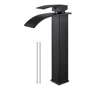 Airuida Tall Vessel Sink Faucet Oil Rubbed Bronze, Single Handle Single Hole Tall Waterfall Bathroom Faucet, Deck Mount Mixer Tap with Large Rectangular Spout Sink Washbasin Faucet Lavatory Vanity