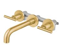 Airuida Wall Mounted Bathroom Sink Faucet,Brushed Gold Vanity Sink Faucet