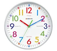 AIRUIFU Kids Wall Clock-Learning Clock for Kids- Telling Time Teaching Clock - Kids Wall Clocks for Bedrooms -Silent Analogue Telling Time Teaching Clock - Kids Learn to Tell Time Easily (10 inch)
