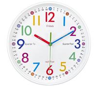 AIRUIFU Learning Clock for Kids-Silent Analog Clock for Bedrooms-Kids Room Decor-12 Inches Colorful Wall Clock Helps Kids Easier to Tell Time, HG8019
