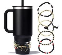 Airuiwu Bracelets for Stanley Cup Accessories, 5 Pcs for Stanley 40 oz&30 oz Tumbler with Handle, Hats and Boots Western Cowboy Design Bracelet with Silicone Boot(Black)
