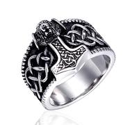 AIRUiXUAN Nordic Viking Thor Hammer Ring,Fashion Custom Ring,Black,9
