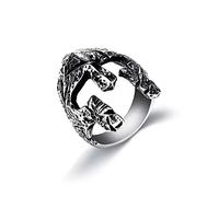 AIRUiXUAN Spartan Warrior Mask Ring, Elegant Vintage Stainless Steel Ring For Men,Silver,9