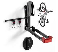 AIRUJIA Bike Wall Mount, Swivelling Bike Hanger Rack with Hooks, Space-Saving Vertical Bicycle Storage Rack Holds 80lbs, Adjustable for 20-29" Wheels, Garage Bike Hanger
