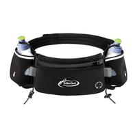 AiRunTech Upgraded No Bounce Hydration Belt Can be Cut to Size Design Strap for Any Hips for Men Women Running Belt with Water Bottle Holder with Large Pocket Fits Most Smartphones