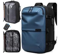 AirVault Vacuum Seal Travel Backpack 60L with Expandable HyperSeal Air Compression Vacuum System Water Resistant TSA Lock, Blue, 60L, Vacuum Pump Included