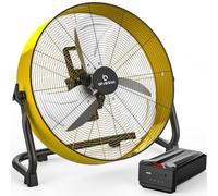 Airvention AI-F601Y 15600mAh Floor Fan Rechargeable Battery Operated 16 Inch Yellow Industrial High Speed Drum Fan Tent Fan for Camping,