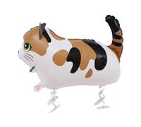 Airwalker Foil Balloon Cat - Large 92 x 64 cm Spotted Cat in White, Brown and Black - Floating on Legs, for Helium or Air - Ideal for Birthday Party Decoration