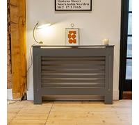 Airwave Radiator Cover Horizontal Line Style Painted MDF Matt Grey Radiator Heating Cover (Medium)