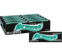 Airwaves Black Mint Sugarfree Chewing Gum, with Menthol Freshness, 30 Packs