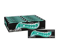 Airwaves Chewing Gum, Sugar free, Black Mint Menthol, 30 Packs of 10 Pieces