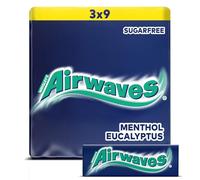 Airwaves Gum Menthol & Eucalyptus 9 Pieces per Pack, Multipack of 20 x 3 Packs (60 Total Packs)