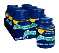 Airwaves Menthol and Eucalyptus Sugar Free Chewing Gum Bottle 46 Pieces - Pack of 6
