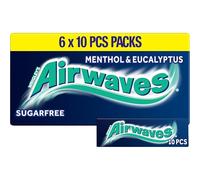 Airwaves Menthol & Eucalyptus Chewing Gum Sugar Free Multipack, 5 x 10 Pieces