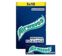 Airwaves Menthol & Eucalyptus Chewing Gum Sugar Free Multipack, 5 x 10 Pieces