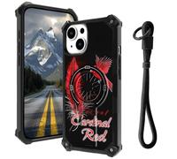 AIRWEE Case for iPhone 15 Plus 5G with Hidden Kickstand & Wrist Strap, Magnetic Car Mount Compatible, Rugged Military Grade Shockproof Cover for iPhone 15 Plus 6.7", Red Leader Bird