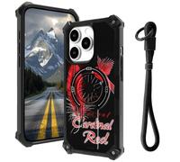 AIRWEE Case for iPhone 16 Pro Max 5G with Hidden Kickstand & Wrist Strap, Magnetic Car Mount Compatible, Rugged Military Grade Shockproof Cover for iPhone 16 Pro Max 6.9", Red Leader Bird