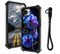 AIRWEE Case for iPhone 16e 5G with Hidden Kickstand & Wrist Strap, Magnetic Car Mount Compatible, Rugged Military Grade Shockproof Cover for iPhone 16e 6.1", Purple Morning Glory