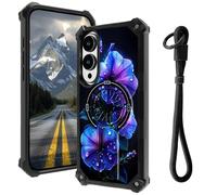 AIRWEE Case for Samsung Galaxy S25 Edge with Hidden Kickstand & Wrist Strap, Magnetic Car Mount Compatible, Rugged Military Grade Shockproof Cover for Galaxy S25 Edge 5G 6.7", Purple Morning Glory