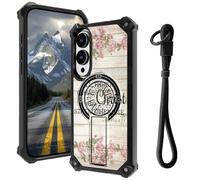 AIRWEE Case for Samsung Galaxy S25 Edge with Hidden Kickstand & Wrist Strap, Magnetic Car Mount Compatible, Rugged Military Grade Shockproof Cover for Galaxy S25 Edge 5G 6.7", Bible Flower 4-13