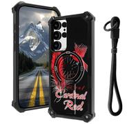 AIRWEE Case for Samsung Galaxy S25 Ultra with Hidden Kickstand & Wrist Strap, Magnetic Car Mount Compatible, Rugged Military Grade Shockproof Cover for Galaxy S25 Ultra 5G 6.9", Red Leader Bird