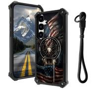 AIRWEE Case for Samsung Galaxy S25 with Hidden Kickstand & Wrist Strap, Magnetic Car Mount Compatible, Rugged Military Grade Shockproof Cover for Galaxy S25 5G 6.2", Bald Eagle Flag