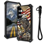 AIRWEE Case for Samsung Galaxy S25 with Hidden Kickstand & Wrist Strap, Magnetic Car Mount Compatible, Rugged Military Grade Shockproof Cover for Galaxy S25 5G 6.2", Eagle Flag