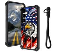 AIRWEE Case for Samsung Galaxy S25 with Hidden Kickstand & Wrist Strap, Magnetic Car Mount Compatible, Rugged Military Grade Shockproof Cover for Galaxy S25 5G 6.2", Flag Bald Eagle