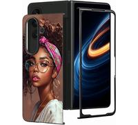 AIRWEE Case for Samsung Galaxy Z Fold 7 5G 2025, Premium PU Leather Slim Shockproof Cover with Hard TPU Frame, Wireless Charging Compatible Phone Case for Galaxy Z Fold 7 5G, African American Girl