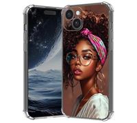 AIRWEE Clear Case for iPhone 14 Plus 5G 6.7", Anti-Scratch Slim Soft TPU Bumper Cover with Shockproof 4-Corner Air-Cushion, Transparent Crystal Phone Case for Women Girl, African American Girl