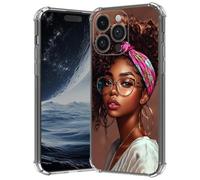 AIRWEE Clear Case for iPhone 14 Pro 5G 6.1", Anti-Scratch Slim Soft TPU Bumper Cover with Shockproof 4-Corner Air-Cushion, Transparent Crystal Phone Case for Women Girl, African American Girl
