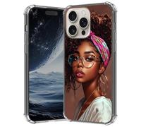 AIRWEE Clear Case for iPhone 16 Pro Max 5G 6.9", Anti-Scratch Slim Soft TPU Bumper Cover with Shockproof 4-Corner Air-Cushion, Transparent Crystal Phone Case for Women Girl, African American Girl