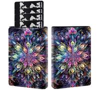 AIRWEE Credit Card Holder PU Leather Trifold Pop Up Card Slot Wallet, with RFID Blocking & Magnetic Close Credit Cards Cash Wallets, Slim Pocket Credit Card Holder for Women Men, A5, Stunning Flower
