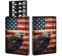 AIRWEE Credit Card Holder PU Leather Trifold Pop Up Card Slot Wallet, with RFID Blocking & Magnetic Close Credit Cards Cash Wallets, Slim Pocket Credit Card Holder for Women Men, A9, USA Flag Eagle