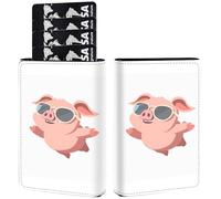 AIRWEE Credit Card Holder PU Leather Trifold Pop Up Card Slot Wallet, with RFID Blocking & Magnetic Close Credit Cards Cash Wallets, Slim Pocket Credit Card Holder for Women Men, A3, Pink Pig Flying