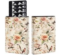 AIRWEE Credit Card Holder PU Leather Trifold Pop Up Card Slot Wallet, with RFID Blocking & Magnetic Close Credit Cards Cash Wallets, Slim Pocket Credit Card Holder for Women Men, A3, Wildflower