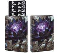 AIRWEE Credit Card Holder PU Leather Trifold Pop Up Card Slot Wallet, with RFID Blocking & Magnetic Close Credit Cards Cash Wallets, Slim Pocket Credit Card Holder for Women Men, A1, Black Lotus