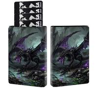 AIRWEE Credit Card Holder PU Leather Trifold Pop Up Card Slot Wallet, with RFID Blocking & Magnetic Close Credit Cards Cash Wallets, Slim Pocket Credit Card Holder for Women Men, A1, Purple Dragon