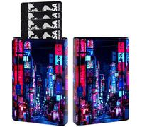 AIRWEE Credit Card Holder PU Leather Trifold Pop Up Card Slot Wallet, with RFID Blocking & Magnetic Close Credit Cards Cash Wallets, Slim Pocket Credit Card Holder for Women Men, A2, Tokyo Street
