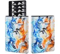 AIRWEE Credit Card Holder PU Leather Trifold Pop Up Card Slot Wallet, with RFID Blocking & Magnetic Close Credit Cards Cash Wallets, Slim Pocket Credit Card Holder for Women Men, A7, Watercolor Foxes