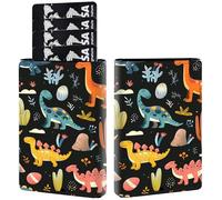 AIRWEE Credit Card Holder PU Leather Trifold Pop Up Card Slot Wallet, with RFID Blocking & Magnetic Close Credit Cards Cash Wallets, Slim Pocket Credit Card Holder for Women Men, A8, Cartoon Dinosaurs