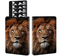 AIRWEE Credit Card Holder PU Leather Trifold Pop Up Card Slot Wallet, with RFID Blocking & Magnetic Close Credit Cards Cash Wallets, Slim Pocket Credit Card Holder for Women Men, A8, Brown Lion
