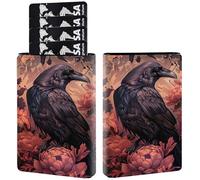 AIRWEE Credit Card Holder PU Leather Trifold Pop Up Card Slot Wallet, with RFID Blocking & Magnetic Close Credit Cards Cash Wallets, Slim Pocket Credit Card Holder for Women Men, A1, Black Raven