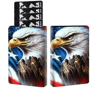 AIRWEE Credit Card Holder PU Leather Trifold Pop Up Card Slot Wallet, with RFID Blocking & Magnetic Close Credit Cards Cash Wallets, Slim Pocket Credit Card Holder for Women Men, A9, America Flag