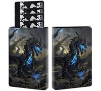 AIRWEE Credit Card Holder PU Leather Trifold Pop Up Card Slot Wallet, with RFID Blocking & Magnetic Close Credit Cards Cash Wallets, Slim Pocket Credit Card Holder for Women Men, A1, Black Dragon